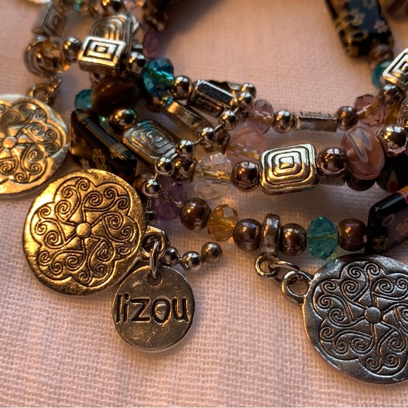 Luzou Coin Bracelet 4 Layers Silvertone - Picture 11 of 11